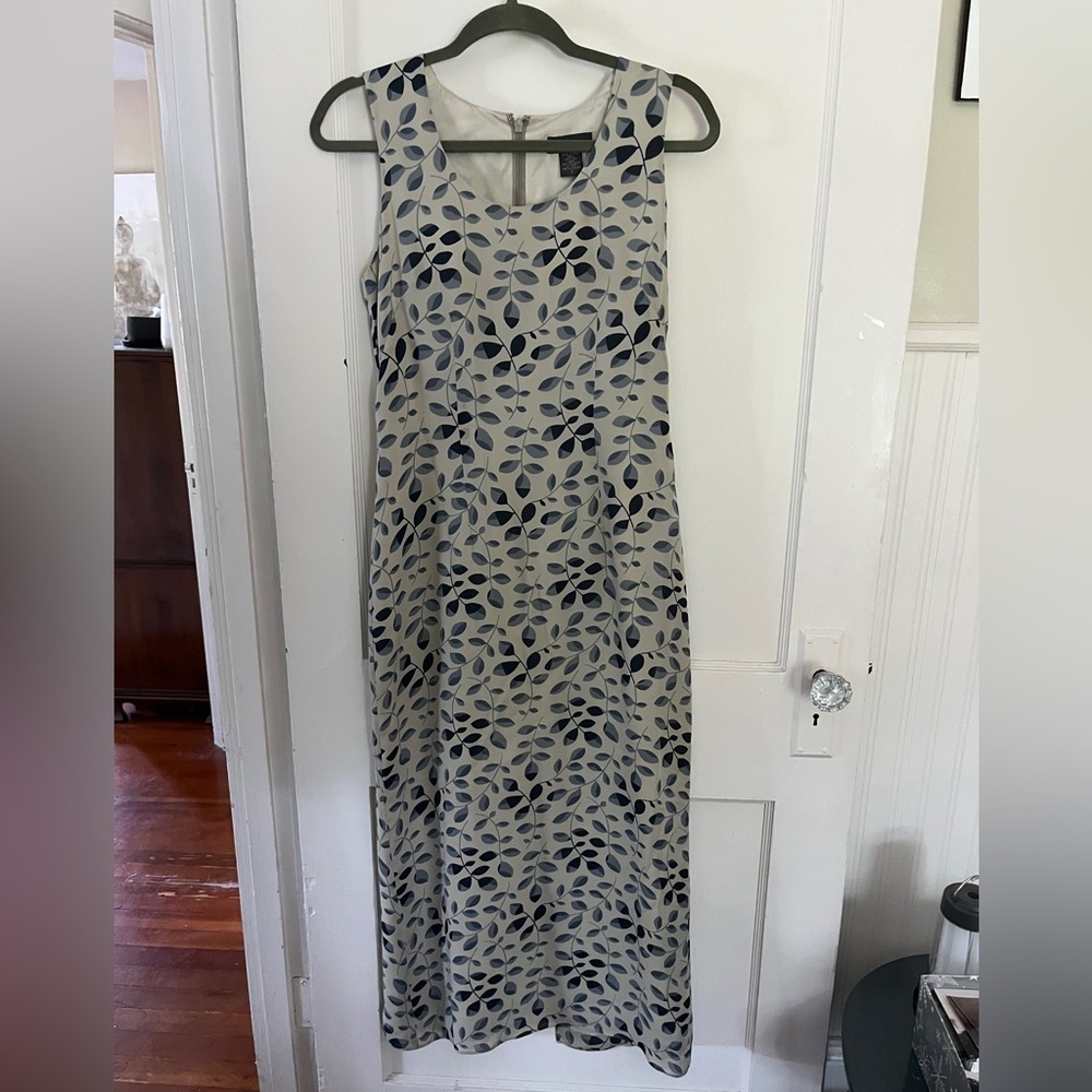 Vintage Banana Republic Blue Sheath Maxi Dress V-neck Sleeveless